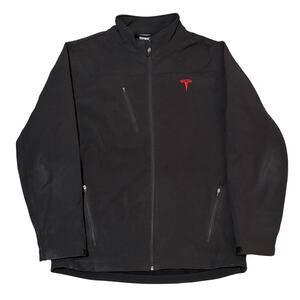 Tesla Jacket Mens Medium Black Corporate Employee Softshell Fleece-Lined Work